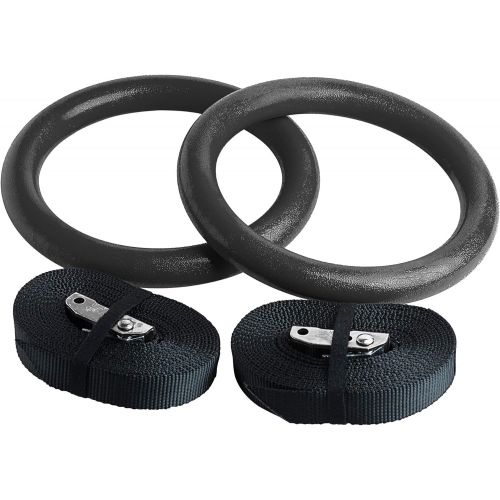  REEHUT Gymnastic Rings with Adjustable Straps, Metal Buckles & Ebook - Home Gym (Set of 2) - Non-Slip - Great for Workout, Strength Training, Fitness, Pull Ups and Dips, Ebook Incl