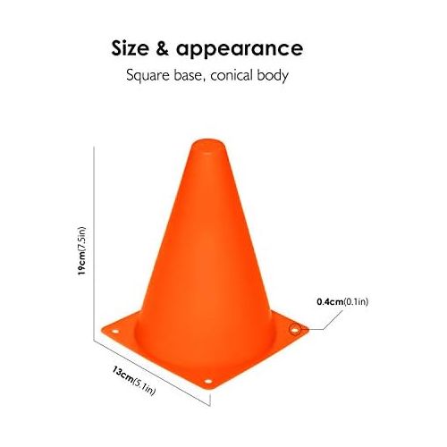  REEHUT 7.5“ Plastic Traffic Cones - 12 Pack Thick Soccer Training Cones for Outdoor Activity & Festive Events (Set of 12 or 24)- 4 Colors