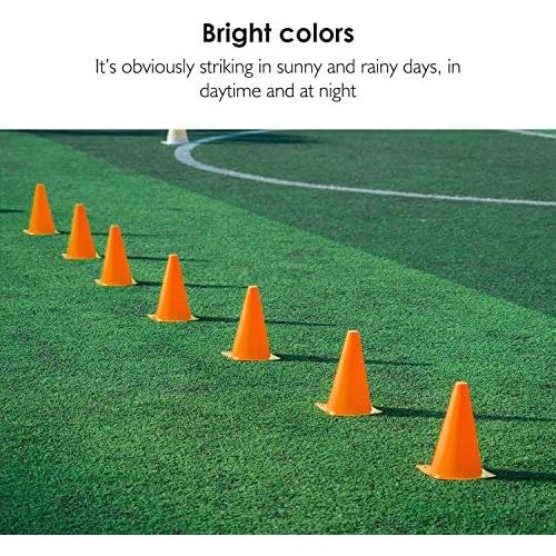  REEHUT 7.5“ Plastic Traffic Cones - 12 Pack Thick Soccer Training Cones for Outdoor Activity & Festive Events (Set of 12 or 24)- 4 Colors