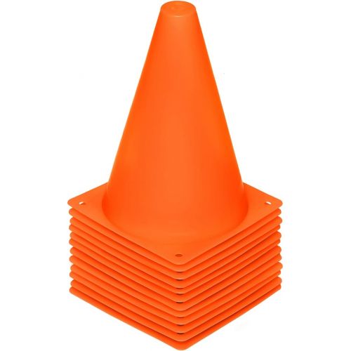  REEHUT 7.5“ Plastic Traffic Cones - 12 Pack Thick Soccer Training Cones for Outdoor Activity & Festive Events (Set of 12 or 24)- 4 Colors