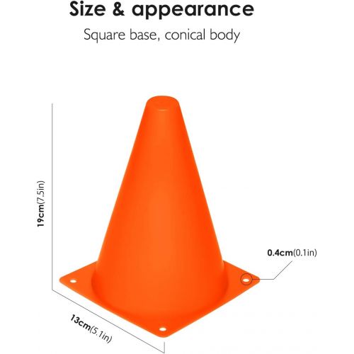  REEHUT 7.5“ Plastic Traffic Cones - 12 Pack Thick Soccer Training Cones for Outdoor Activity & Festive Events (Set of 12 or 24)- 4 Colors