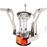 REEHUT Ultralight Portable Camping Stoves Backpacking Stove with Piezo Ignition Adjustable Valve Stainless Steel Material for Backpacking, Hiking, Riding, Mountaineering, Camping