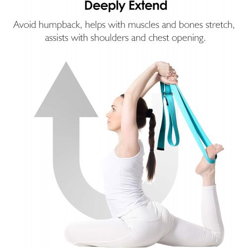  [아마존베스트]Reehut Yoga Strap (1.8 m, 2.4 m, 3 m) Cotton with Sturdy Closure Made of 2 Adjustable D-Rings Long Yoga Strap Band Accessory for Stretching Belt in Various Colours