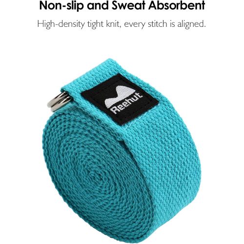  [아마존베스트]Reehut Yoga Strap (1.8 m, 2.4 m, 3 m) Cotton with Sturdy Closure Made of 2 Adjustable D-Rings Long Yoga Strap Band Accessory for Stretching Belt in Various Colours