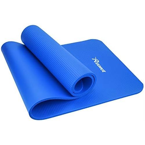 [아마존베스트]REEHUT 12 mm NBR Yoga/Gymnastics Mat + Carry Strap, Extra Thick Non-Slip Phthalate-Free Unisex Fitness Mat for Yoga, Pilates, Fitness, Gymnastics, 181 x 61 cm