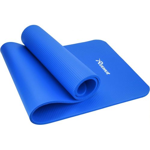  [아마존베스트]REEHUT 12 mm NBR Yoga/Gymnastics Mat + Carry Strap, Extra Thick Non-Slip Phthalate-Free Unisex Fitness Mat for Yoga, Pilates, Fitness, Gymnastics, 181 x 61 cm