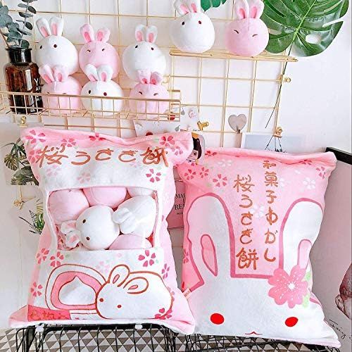  [아마존베스트]REFAHB Cute Plush Pillow Throw Pillow Removable Stuffed Animal Toys Creative Gifts for Girls (Bunny)