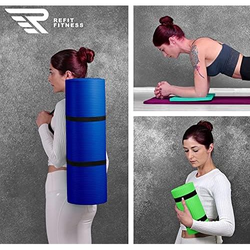  [아마존베스트]REFIT FITNESS ReFit Premium Fitness Mat in 10 Colours Including Lanyard, 183 x 61 cm x 1.5 cm, Thick and Very Soft, Non-slip, Odourless, Skin-friendly and Phthalate-free, Perfect Mat for Yoga, S
