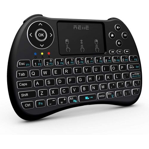  [아마존베스트](Backlit Version)REIIE H9+ Backlit Wireless Mini Handheld Remote Keyboard with Touchpad Work for PC,Raspberry Pi 2, Android TV Box ,KODI,Windows 7 8 10