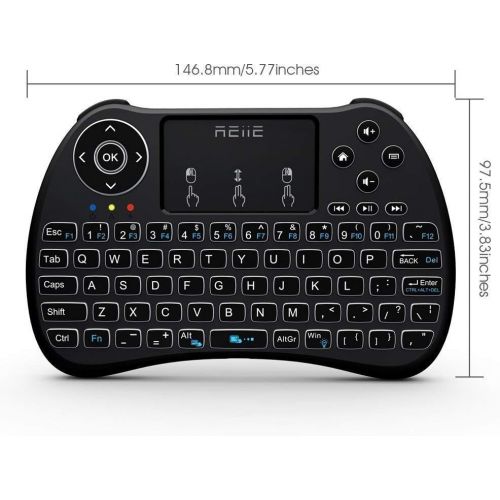  [아마존베스트](Backlit Version)REIIE H9+ Backlit Wireless Mini Handheld Remote Keyboard with Touchpad Work for PC,Raspberry Pi 2, Android TV Box ,KODI,Windows 7 8 10