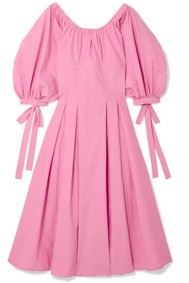 REJINA PYO Greta bow-embellished cotton midi dress