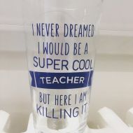 /REJewelleryAndGifts Vinyl Pint Glass. Super Cool Teacher Gifts. Personalised Teacher Pint Glass. Male Teacher Gift. End Of Term.