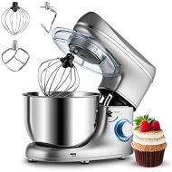 [아마존베스트]RELAX4LIFE 1300 W Stand Mixer, Food Processor with Whisk & Dough Hook & Splash Guard Lid, Stirring Device 10 Speeds, Mixing Machine with 5.5 L Mixing Bowl, Stainless Steel (Silver)