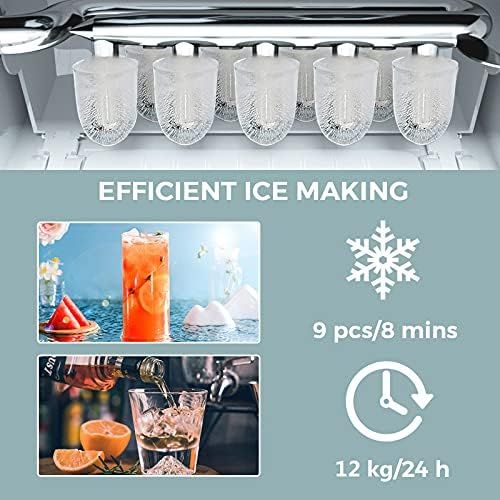  [아마존베스트]RELAX4LIFE Ice Cube Maker Portable 1.6 L Ice Maker 9 Ice Cubes in 8 Minutes Ice Cube Maker 12 kg per Day Silent Ice Maker with Self-Cleaning Function Including Scoop for Home Bar (