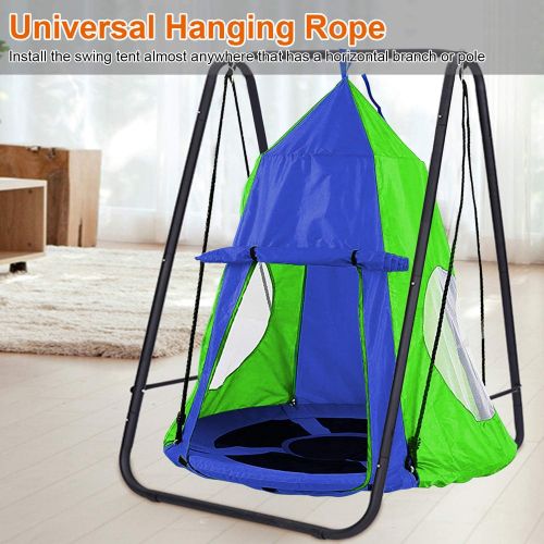  [아마존베스트]Hanging Tree Swing Tent Waterproof Kids Backyard Hammock Chair Max Capacity 600lbs Detachable Play Tent Swing Play House Castle Nest Pod Indoor Outdoor Bedroom Ceiling Hanging Tent