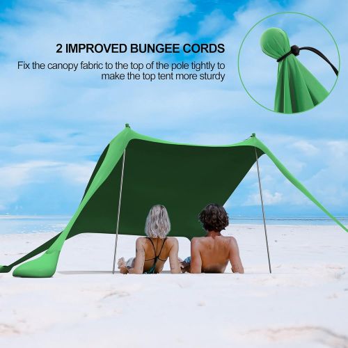  RELIANCER 7’x7.5’ Pop Up Family Beach Tent Lycra Sun Shade Canopy Portable Camping Sun Shelters UPF50+ UV Protection Outdoor Sunshade w/Sand Shovel Carrying Bag for Trips Fishing Backyard Pa