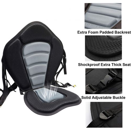  RELIANCER 2 Pack of Kayak Seat Deluxe Padded Canoe Backrest Seat Sit On Top Cushioned Back Support SUP Paddle Board Seats with Detachable Storage Bag 4 Adjustable Straps for Kayaking Canoein