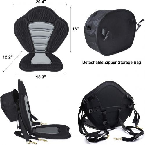  RELIANCER 2 Pack of Kayak Seat Deluxe Padded Canoe Backrest Seat Sit On Top Cushioned Back Support SUP Paddle Board Seats with Detachable Storage Bag 4 Adjustable Straps for Kayaking Canoein