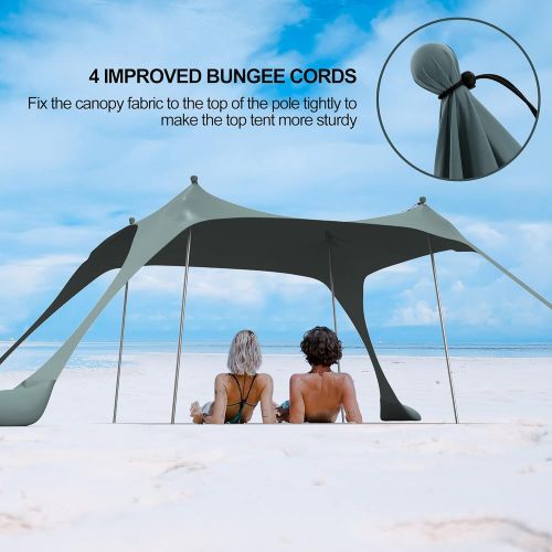  RELIANCER 10’x10’ Pop Up Family Beach Tent Lycra Sun Shade Canopy Portable Camping Sun Shelters UPF50+ UV Protection Outdoor Sunshade w/Sand Shovel Carrying Bag for Trips Fishing Backyard Pa