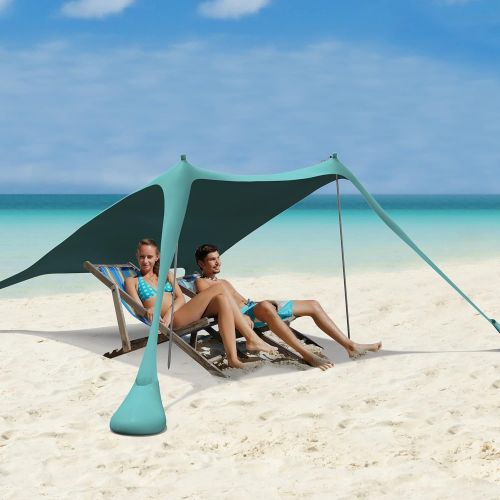  RELIANCER 7’x7.5’ Pop Up Family Beach Tent Lycra Sun Shade Canopy Portable Camping Sun Shelters UPF50+ UV Protection Outdoor Sunshade w/Sand Shovel Carrying Bag for Trips Fishing Backyard Pa