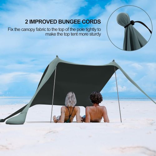  RELIANCER 7’x7.5’ Pop Up Family Beach Tent Lycra Sun Shade Canopy Portable Camping Sun Shelters UPF50+ UV Protection Outdoor Sunshade w/Sand Shovel Carrying Bag for Trips Fishing Backyard Pa