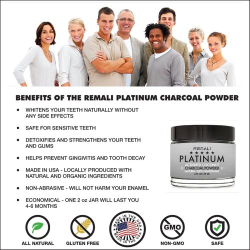  REMALI PLATINUM Activated Charcoal Teeth Whitening Powder - MADE IN USA from all...