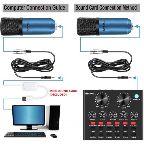  REMALL BM800 Condenser Microphone, Podcast Equipment Bundle Microphone for Mac USB Streaming PC Metal 192KHZ/24Bit Plug&Play Recording Microphone with Professional