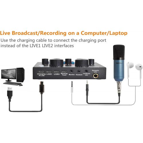  [아마존베스트]REMALL Bluetooth Sound Mixer Board for Live Streaming, V8 Sound Card with Effects, Audio Mixer for Music Recording Zoom Singing Broadcast for iPhone Cell Phone Computer Laptop Type
