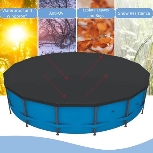  REMAS Pool Cover 15 Ft Round,Above Ground Pool Cover 15 Ft Round,for Intex 28241EH,for Summer Waves Pool Cover 15 Foot Round with Drawstring Design