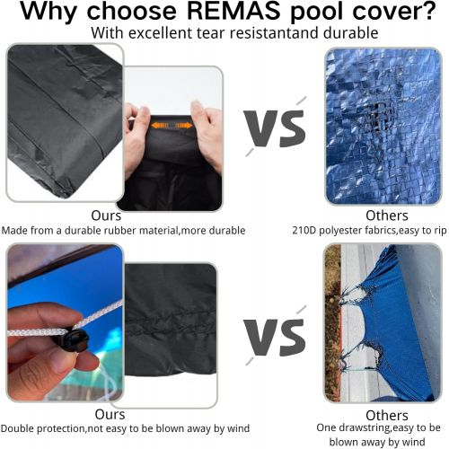  REMAS Pool Cover 15 Ft Round,Above Ground Pool Cover 15 Ft Round,for Intex 28241EH,for Summer Waves Pool Cover 15 Foot Round with Drawstring Design