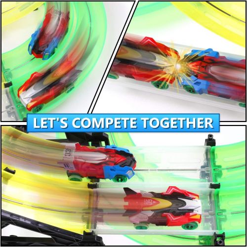  [아마존베스트]REMOKING Rail Race RC Track Car Toys 860cm Build Your Own 3D Super Track Ultimate Slot Car Playset 2 Cars 2 Remote Controller Party Game Kids Friends