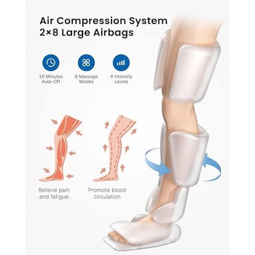  RENPHO Leg Massager FSA HSA Eligible, Air Compression Leg Massager for Circulation Pain Relief, 6 Modes 4 Intensities,Reduce Swelling, Muscles Relaxation Gifts for Men Women