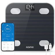 RENPHO Elis 1 USB Rechargeable Smart Body Fat BMI Scale, Digital Bathroom Body Weight Scale, Bluetooth Electronic 13 Body Composition Monitors sync with Renpho App, 396 lbs, Black