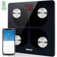 [아마존 핫딜]  [아마존핫딜]RENPHO Bluetooth Body Fat Smart Scale USB Rechargeable Digital Bathroom Weight Scale Body Fat Monitor with Smartphone App, 396 lbs