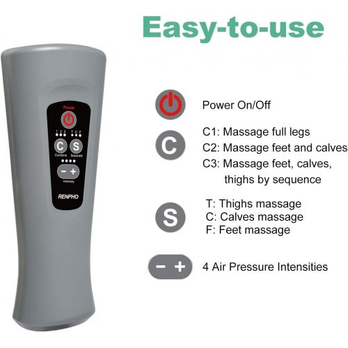  [아마존 핫딜] [아마존핫딜]RENPHO Leg Massager, Air Compression for Circulation Calf Feet Thigh Massage, Sequential Boots Device with Handheld Controller 6 Modes 4 Intensities, Helps Swelling and Edema Pains