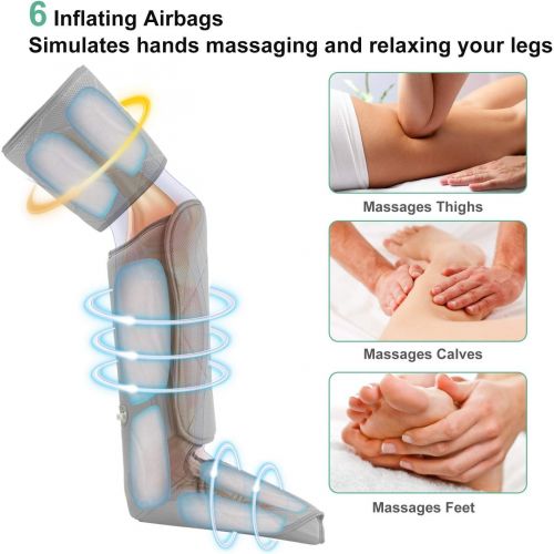  [아마존 핫딜] [아마존핫딜]RENPHO Leg Massager, Air Compression for Circulation Calf Feet Thigh Massage, Sequential Boots Device with Handheld Controller 6 Modes 4 Intensities, Helps Swelling and Edema Pains