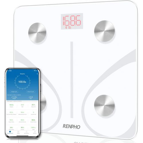  [아마존핫딜][아마존 핫딜] RENPHO Bluetooth Body Fat Scale Smart BMI Scale Digital Bathroom Wireless Weight Scale, Body Weight Scale with Smartphone App 396 lbs Digital Weight Scale - White