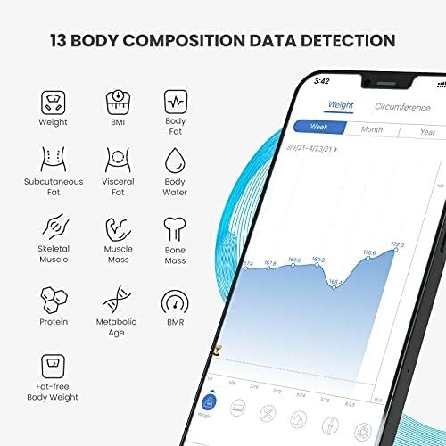  RENPHO Bluetooth Body Fat Scale Smart BMI Scale Digital Bathroom Wireless Weight Scale, Body Weight Scale with Smartphone App 396 lbs Digital Weight Scale, White