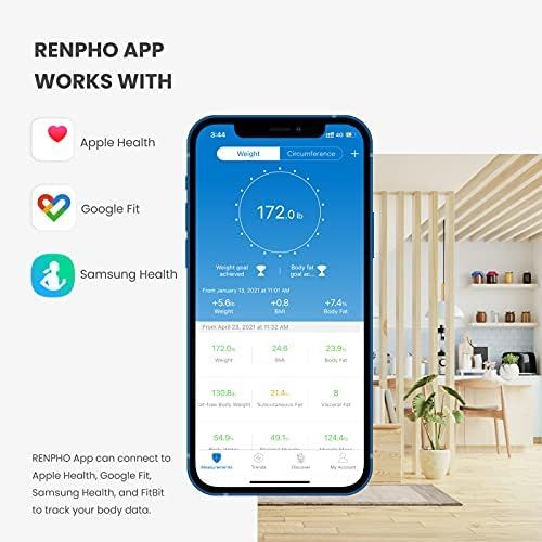  RENPHO Bluetooth Body Fat Scale Smart BMI Scale Digital Bathroom Wireless Weight Scale, Body Weight Scale with Smartphone App 396 lbs Digital Weight Scale, White