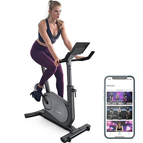  RENPHO AI Smart Exercise Bike Indoor Cycling Bike with Auto Resistance, FTP Power Training Stationary Bike for Home Gym, Bluetooth Connected Fitness Upright Bike Compatible with Zw