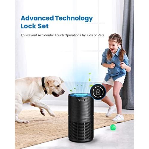  [아마존베스트]RENPHO Air Purifier for Home Allergies and Pets Hair, Large Room 240 SQ.FT, True HEPA Filter, Quiet Air Cleaner Odor Eliminators in Bedroom for Mold Bacteria, Smoke, Germ, Dust and