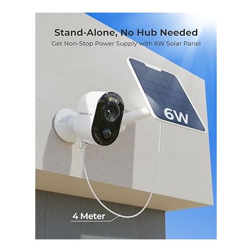  REOLINK Argus 3 Ultra, 4K Solar Security Camera, Wireless Outdoor Camera, 6W Adjustable Solar Panel, 2.4/5GHz WiFi, 8MP Color Night Vision, AI Detection, Local Storage, No Extra Fee for Home Security