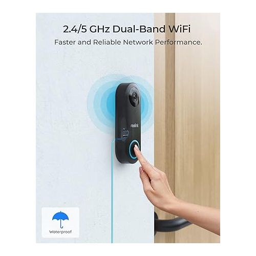  REOLINK Doorbell WiFi Camera - Wired 5MP Outdoor Video Doorbell, 5G&2.4G WiFi Security Camera System, Smart Detection Local Storage No Subscription Front Door Camera Home Security, Customized Chime V2