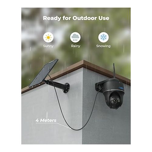  REOLINK 5MP Security Camera System Wireless Outdoor, Pan Tilt Battery Solar Cam with 2.4/5GHz Dual-Band WiFi, Smart Detection, Time Lapse, 2-Way Talk, No Hub Needed, Argus PT + Solar Panel (Black)