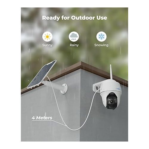  REOLINK Security Camera Wireless Outdoor, Pan Tilt Solar Powered, 5MP 2K+ Color Night Vision, 2.4/5GHz WiFi, 2-Way Talk, Works with Smart Home for Surveillance, Argus PT + Solar Panel