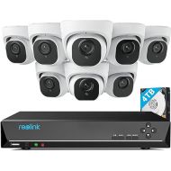 REOLINK 4K Security Camera System Wired, 8pcs H.265 Dome 4K PoE Cameras for Home Security Outdoors, Smart Person Vehicle Detection, 16CH NVR with 4TB HDD for 24-7 Recording, RLK16-800D8