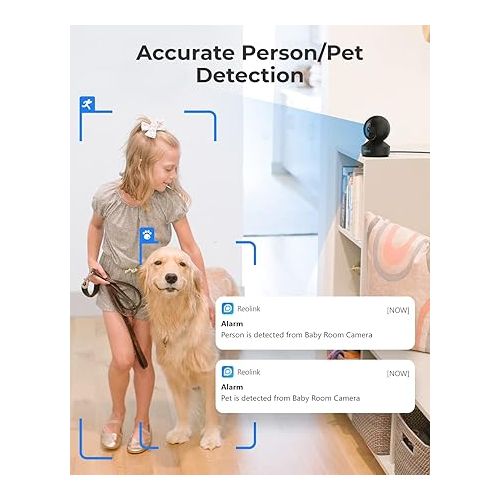  REOLINK Indoor Security Camera, 2.4/5 GHz Wi-Fi, E1 Pro 4MP HD Plug-in Pet Camera, 360 Degree Baby/Pet Monitor with Auto Tracking, Person/Pet Detection, Night Vision, 2-Way Audio, Local Storage