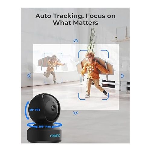  REOLINK Indoor Security Camera, 2.4/5 GHz Wi-Fi, E1 Pro 4MP HD Plug-in Pet Camera, 360 Degree Baby/Pet Monitor with Auto Tracking, Person/Pet Detection, Night Vision, 2-Way Audio, Local Storage