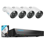 REOLINK 12MP Wired Security Camera System, 4pcs H.265 12 Megapixel UHD PoE Surveillance Cameras, Person Vehicle Pet Detection, Spotlight Color Night Vision, 8CH NVR with 2TB HDD, RLK8-1200B4-A