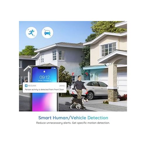  REOLINK 8CH 4K Security Camera System, 6pcs H.265 Bullet Wired PoE Cameras for Home Security Outdoors, Smart Person Vehicle Detection, 8CH NVR Recorder with 2TB HDD for 24-7 Recording, RLK8-800B6